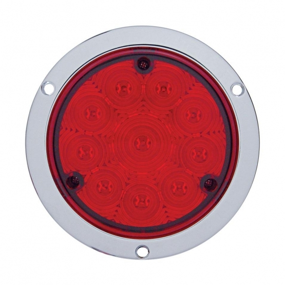 10 LED 4" Round Flange Mount Light (Stop, Turn & Tail) - Red LED/Red Lens - Thumbnail 2