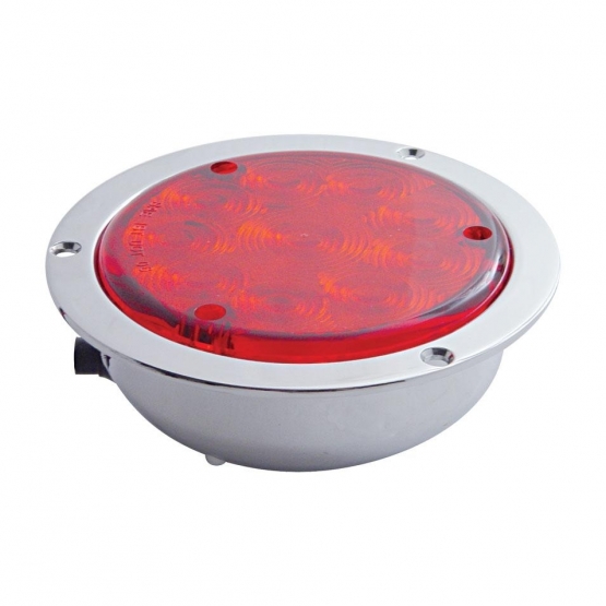 10 LED 4" Round Flange Mount Light (Stop, Turn & Tail) - Red LED/Red Lens - Thumbnail 3