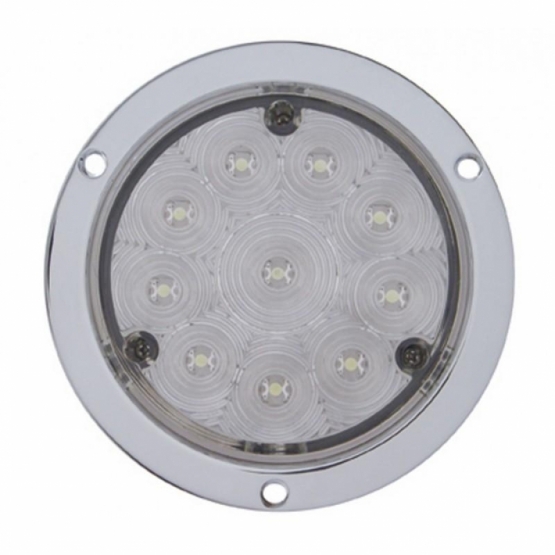 10 LED 4" Round Flange Mount Light (Stop, Turn & Tail) - Red LED/Clear Lens