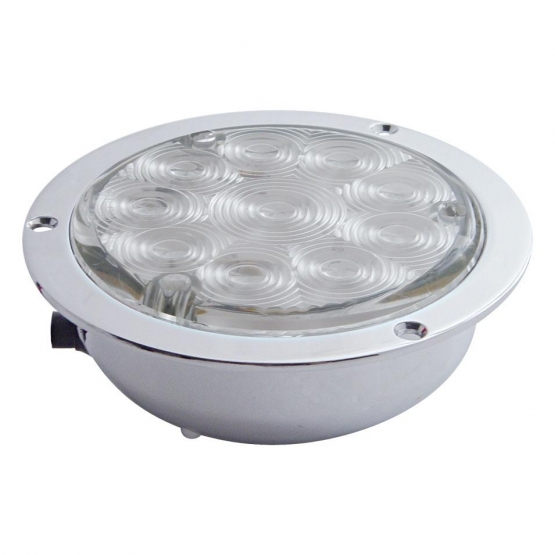 10 LED 4" Round Flange Mount Light (Stop, Turn & Tail) - Red LED/Clear Lens - Thumbnail 2
