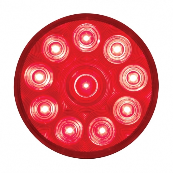 10 LED 4" Round Light (Stop, Turn & Tail) - Red LED/Red Lens