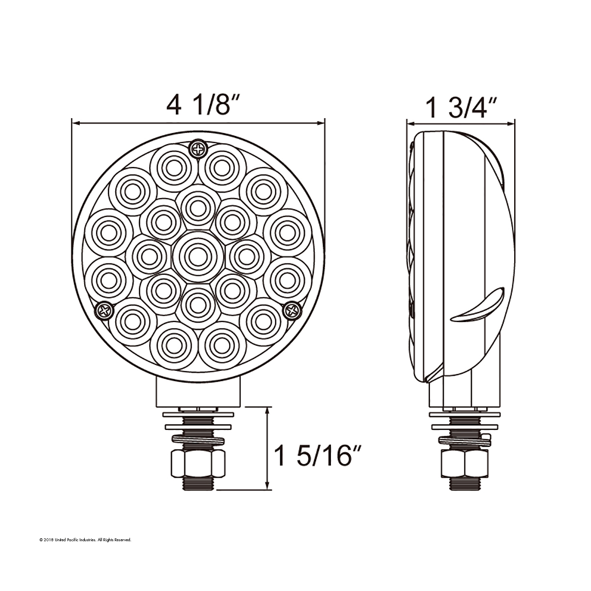 21 LED Single Face Turn Signal Light - Red LED/Red Lens - Thumbnail 4