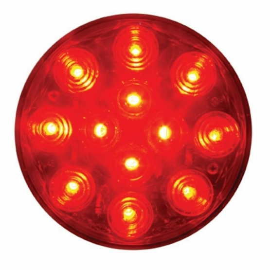 12 LED 4" Round Light (Stop, Turn & Tail) - Red LED/Red Lens