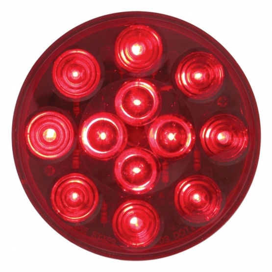 12 LED 4" Round Light Kit (Stop, Turn & Tail) - Red LED/Red Lens - Thumbnail 2