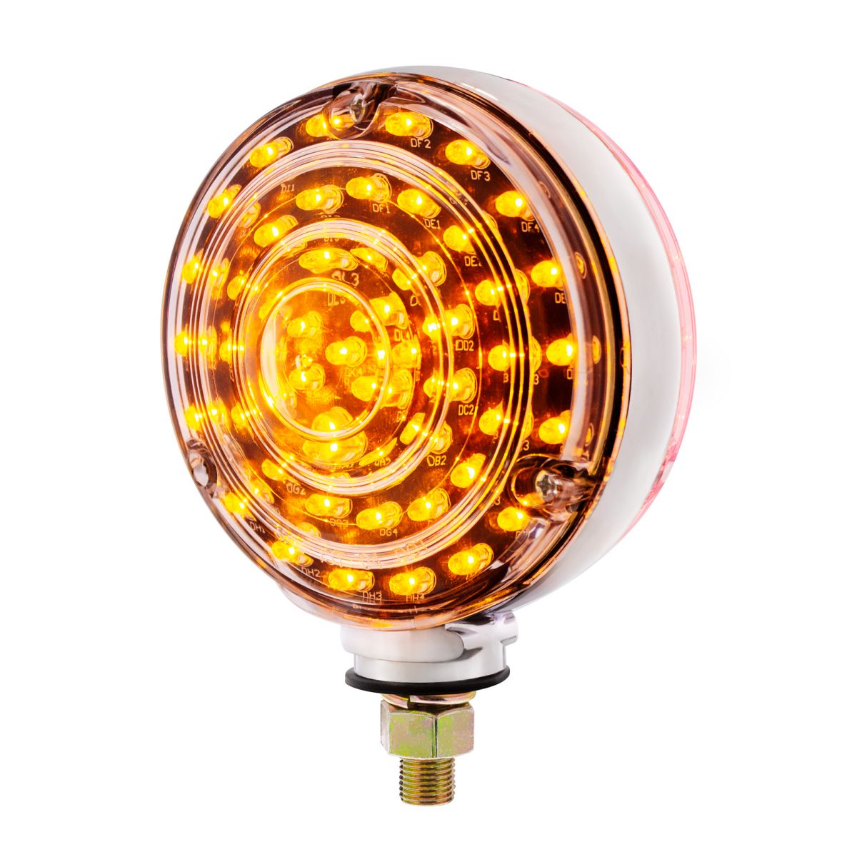 88 LED Single Stud Double Face Turn Signal Light - Amber & Red LED/Clear Lens - Thumbnail 4