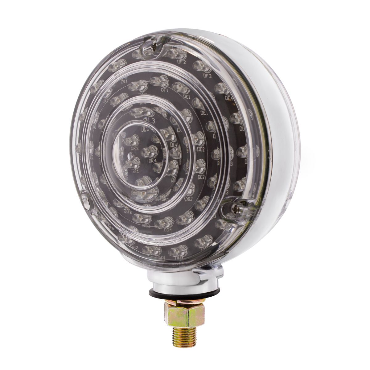 88 LED Single Stud Double Face Turn Signal Light - Amber & Red LED/Clear Lens - Thumbnail 5