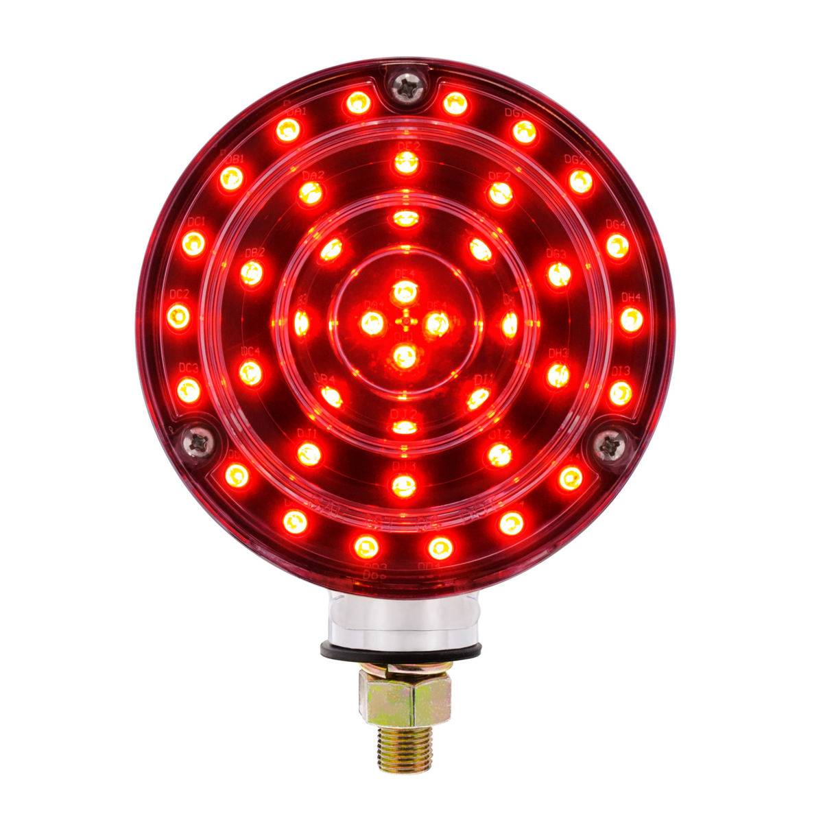 88 LED Single Stud Double Face Turn Signal Light - Amber & Red LED/Clear Lens - Thumbnail 10