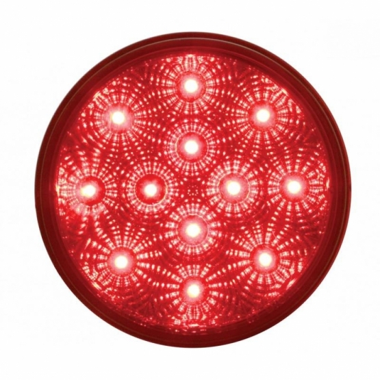 12 LED 4" Round Reflector Light (Stop, Turn & Tail) - Red LED/Red Lens