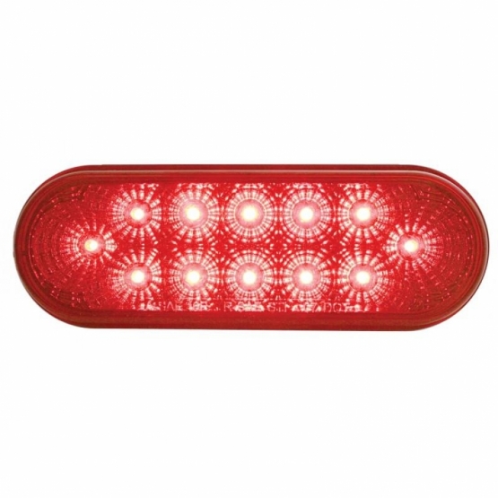 12 LED 6" Oval Reflector Light (Stop, Turn & Tail) - Red LED/Red Lens - Thumbnail 3