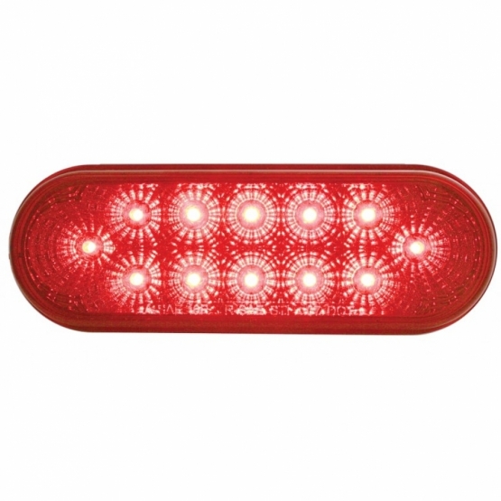 12 LED 6" Oval Reflector Light Kit (Stop, Turn & Tail) - Red LED/Red Lens - Thumbnail 2