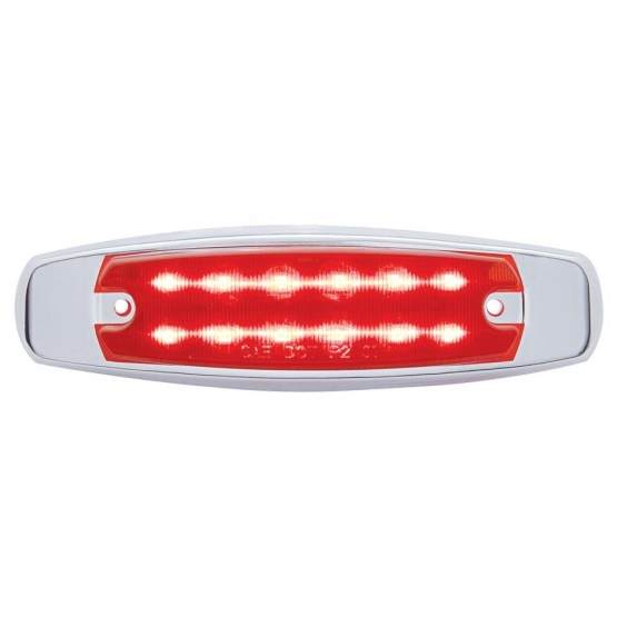12 LED Rectangular Light (Clearance/Marker) With Chrome Bezel - Red LED/Red Lens