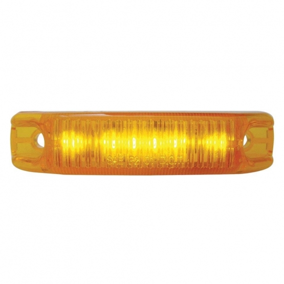 6 LED Rectangular Streamline Light (Clearance/Marker) - Amber LED/Amber Lens