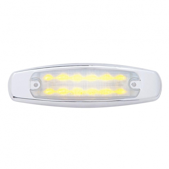 12 LED Rectangular Light (Clearance/Marker) With Chrome Bezel - Amber LED/Clear Lens