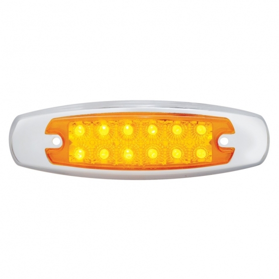 12 LED Reflector Rectangular Light With Bezel (Clearance/Marker) - Amber LED/Amber Lens