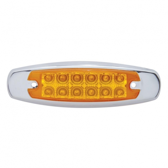 12 LED Reflector Rectangular Light With Bezel (Clearance/Marker) - Amber LED/Amber Lens (Bulk) - Thumbnail 2