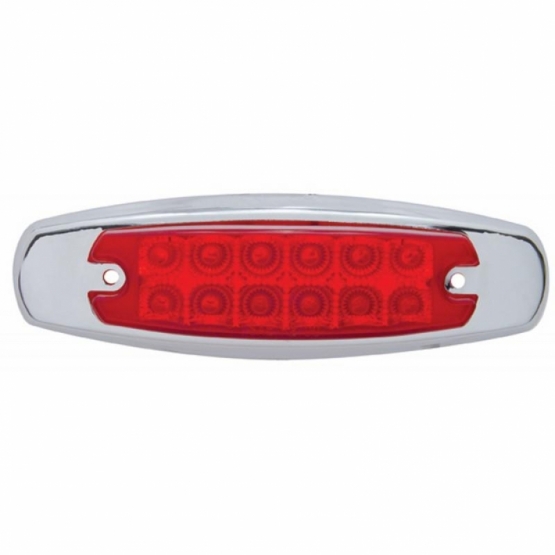 12 LED Reflector Rectangular Light With Bezel (Clearance/Marker) - Red LED/Red Lens