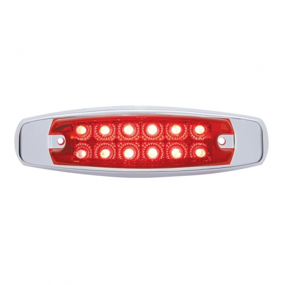 12 LED Reflector Rectangular Light With Bezel (Clearance/Marker) - Red LED/Red Lens - Thumbnail 2