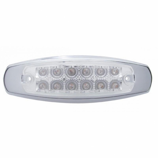12 LED Reflector Rectangular Light With Bezel (Clearance/Marker) - Amber LED/Clear Lens (Bulk)