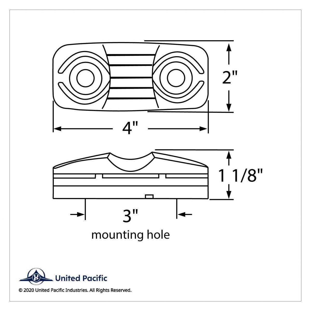 16 LED 4" X 2" Rectangular Light (Clearance/Marker)- Red LED/Clear Lens - Thumbnail 3