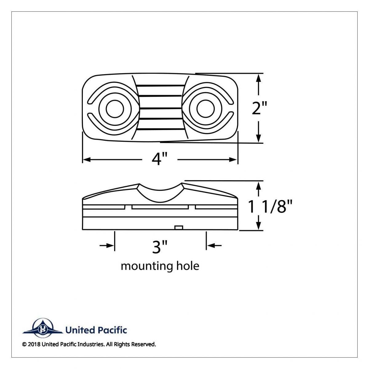 12 LED 4" X 2" Rectangular Light (Clearance/Marker) - Amber LED/Amber Lens - Thumbnail 3