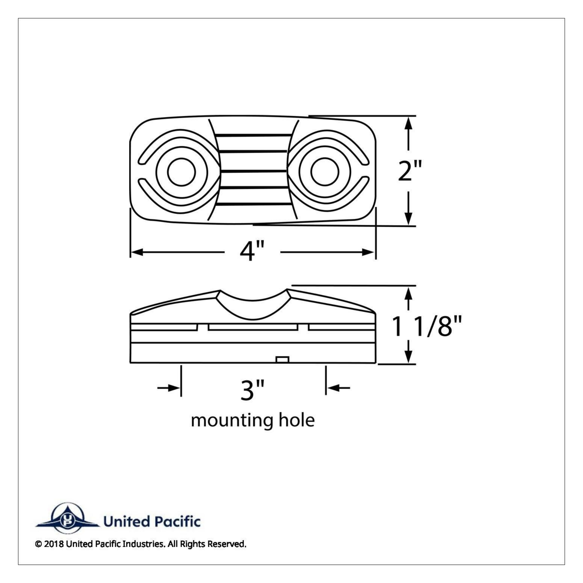 12 LED 4" X 2" Rectangular Light (Clearance/Marker) - Amber LED/Amber Lens - Thumbnail 4
