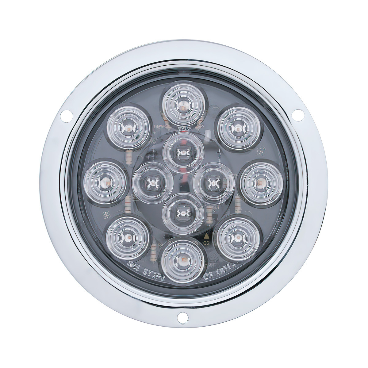 12 LED 4" Round Flange Mount Light (Stop, Turn & Tail) - Red LED/Clear Lens - Thumbnail 3