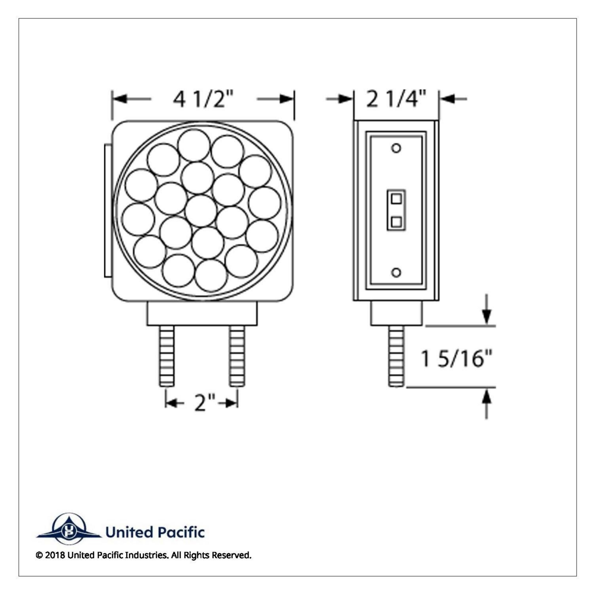 45 LED Double Stud Double Face Turn Signal Light (Driver) - Amber & Red LED/Clear Lens - Thumbnail 3