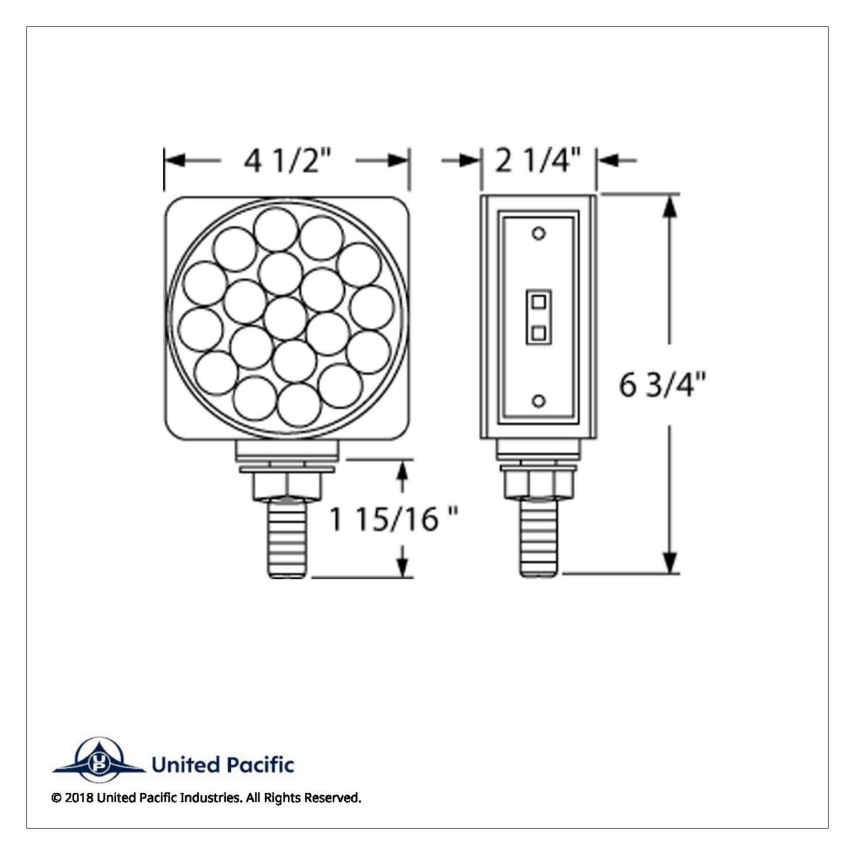 45 LED Single Stud Double Face Turn Signal Light - Amber LED/Amber Lens - Thumbnail 4