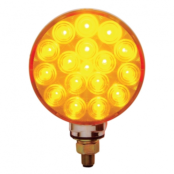 34 LED Single Stud Reflector Double Face Turn Signal Light - Amber & Red LED/Amber & Red Lens - Thumbnail 2
