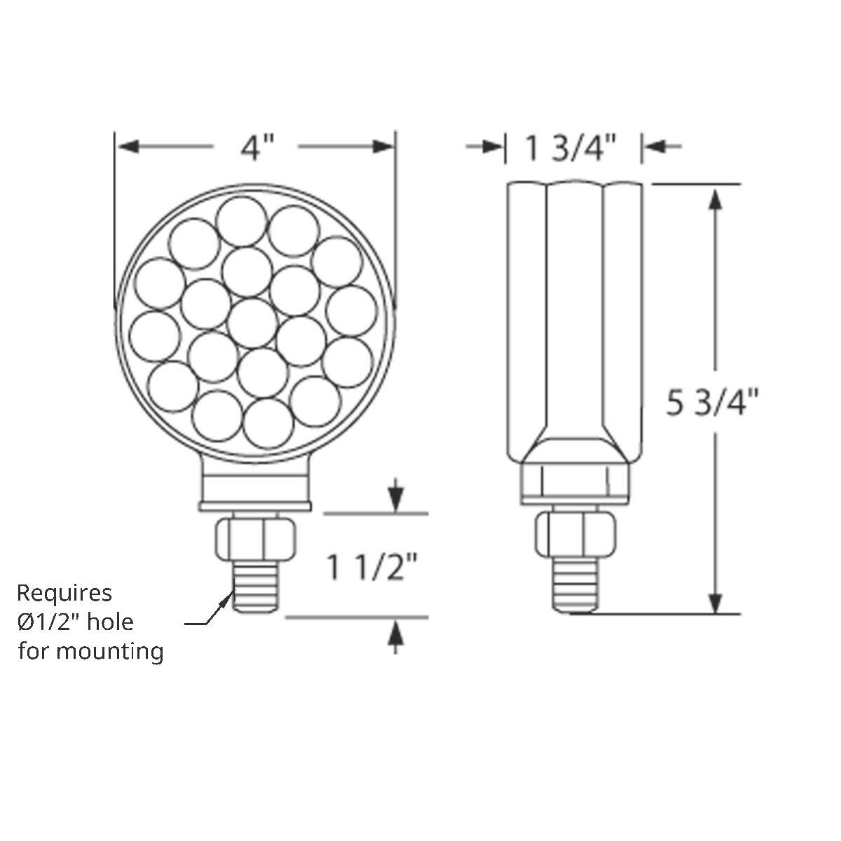 34 LED Single Stud Reflector Double Face Turn Signal Light - Amber & Red LED/Amber & Red Lens - Thumbnail 5