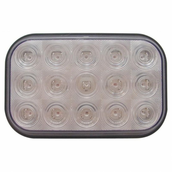 15 LED Rectangular Light (Stop, Turn & Tail) - Red LED/Clear Lens (Bulk)