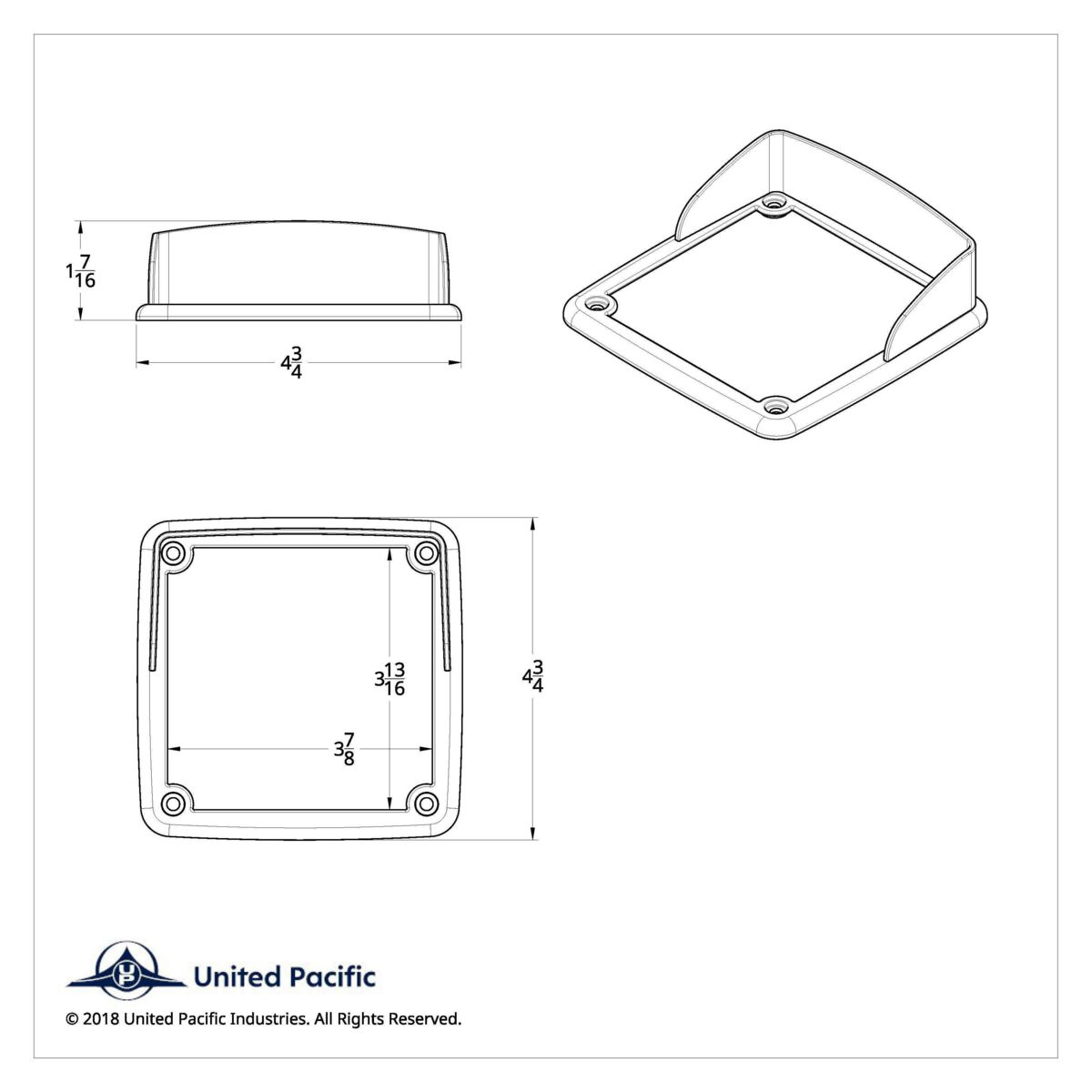 LED Square Double Face Light Bezel With Visor - Fits Up 38750 Series - Thumbnail 3