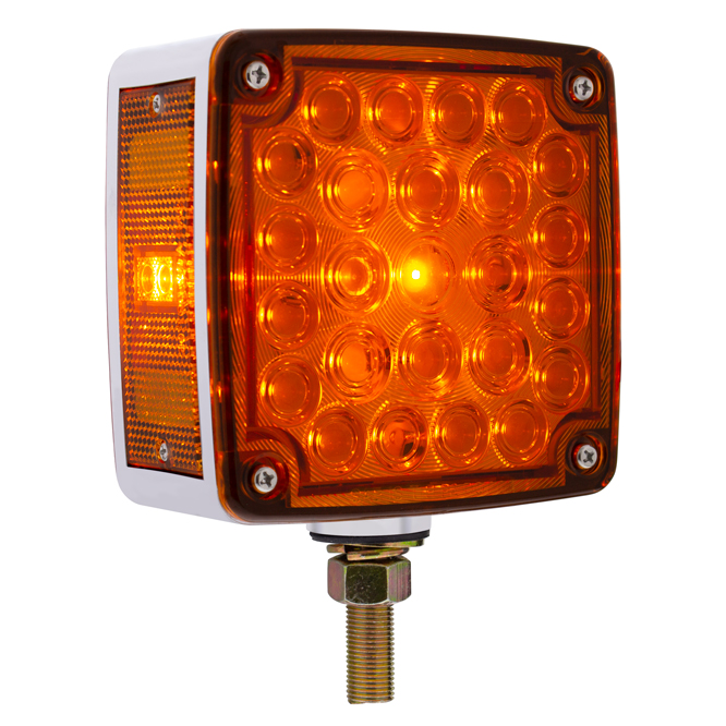 52 LED Single Stud Double Face Turn Signal Light (Passenger) - Amber & Red LED/Amber & Red Lens - Thumbnail 3