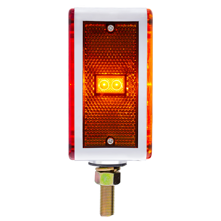 52 LED Single Stud Double Face Turn Signal Light (Passenger) - Amber & Red LED/Amber & Red Lens - Thumbnail 5