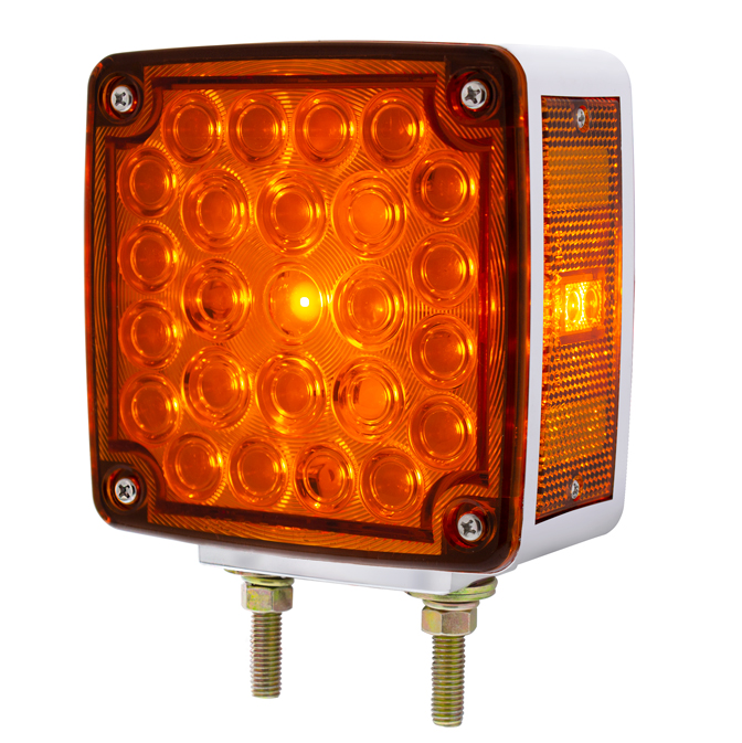 52 LED Double Stud Double Face Turn Signal Light (Driver) - Amber & Red LED/Amber & Red Lens - Thumbnail 3