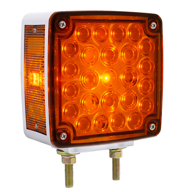 52 LED Double Stud Double Face Turn Signal Light (Passenger) - Amber & Red LED/Amber & Red Lens - Thumbnail 3
