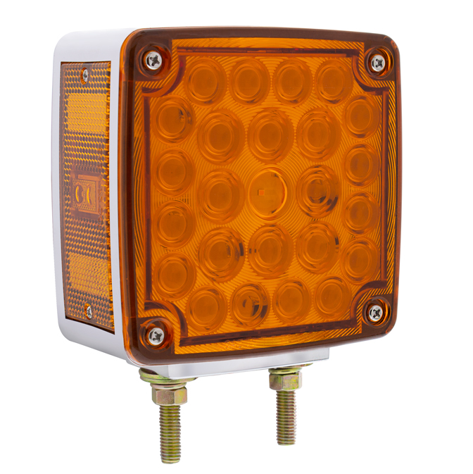 52 LED Double Stud Double Face Turn Signal Light (Passenger) - Amber & Red LED/Amber & Red Lens - Thumbnail 4