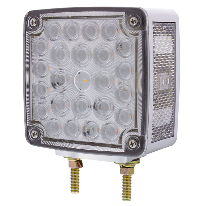 52 LED Double Stud Double Face Turn Signal Light (Driver) - Amber & Red LED/Clear Lens - Thumbnail 4