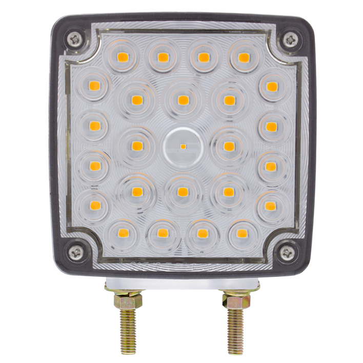 52 LED Double Stud Double Face Turn Signal Light (Passenger) - Amber & Red LED/Clear Lens - Thumbnail 2