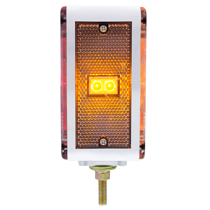 52 LED Double Stud Double Face Turn Signal Light (Passenger) - Amber & Red LED/Clear Lens - Thumbnail 5