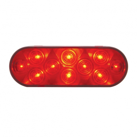 10 LED 6" Oval Light (Stop, Turn & Tail) - Red LED/Red Lens