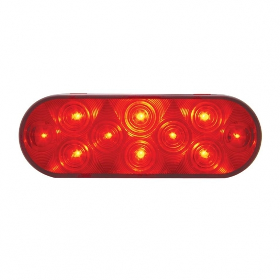 10 LED 6" Oval Light (Stop, Turn & Tail) - Red LED/Red Lens (Bulk)
