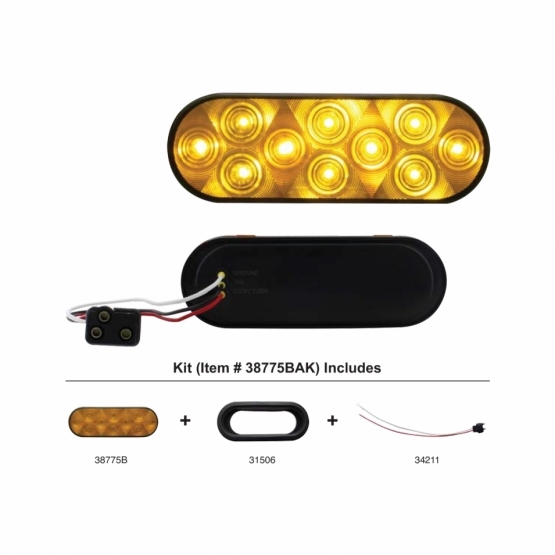 10 LED 6" Oval Turn Signal Light Kit - Amber LED/Amber Lens