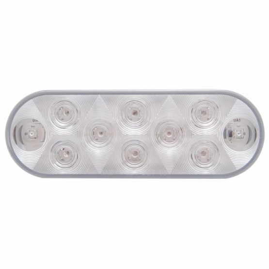 10 LED 6" Oval Turn Signal Light - Amber LED/Clear Lens (Bulk) - Thumbnail 2