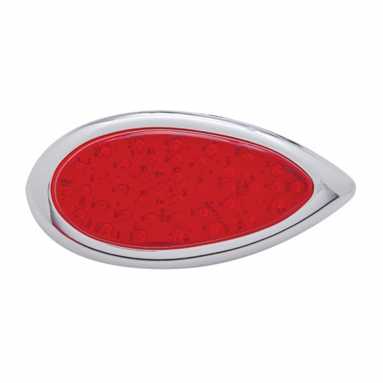 39 LED "Teardrop" Light With Plastic Bezel (Stop, Turn & Tail) - Red LED/Red Lens - Thumbnail 2