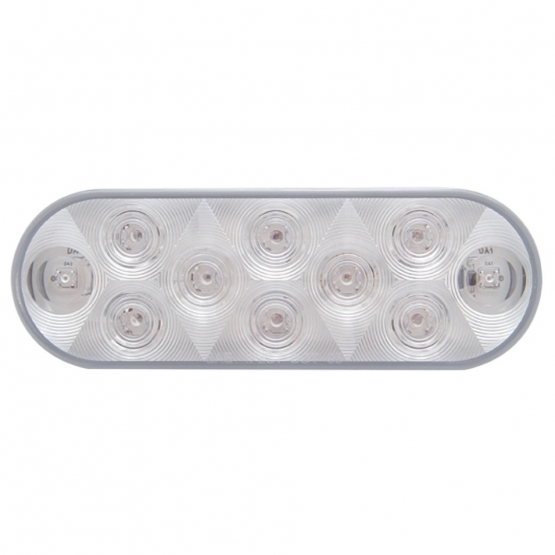 10 LED 6" Oval Auxiliary/Utility Light - White LED/Clear Lens - Thumbnail 2