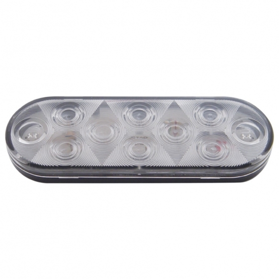 10 LED 6" Oval Auxiliary/Utility Light - White LED/Clear Lens - Thumbnail 3