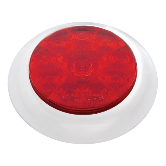 10 LED 4" Round Light With Bezel (Stop, Turn & Tail) - Red LED/Red Lens - Thumbnail 3
