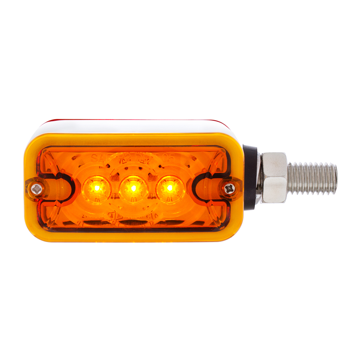 6 LED Single Function Double Face Light - Horizontal Mount - Amber & Red LED/Amber & Red Lens - Thumbnail 5