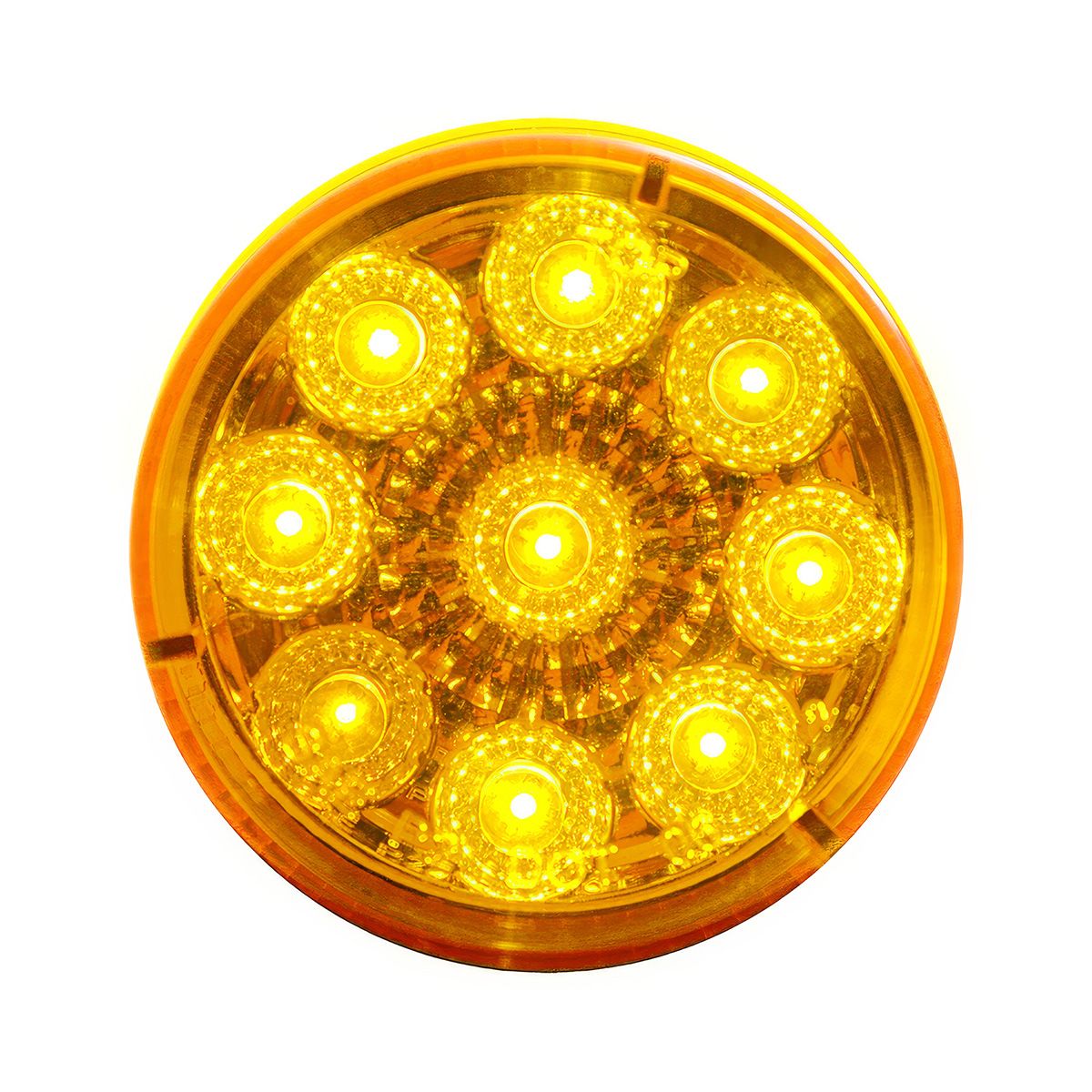 9 LED 2" Round Reflector Light (Clearance/Marker) - Amber LED/Amber Lens (Bulk)